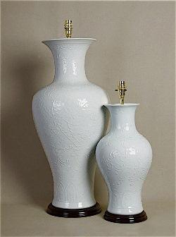 ALEXANDERS  35/60 CM DUCK EGG EMBOSSED FISHTAIL LAMP